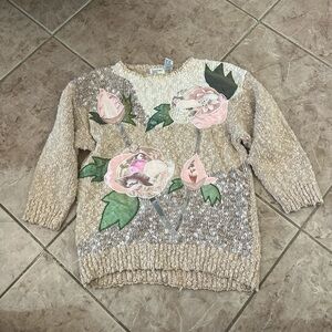 VTG Floral Beige Sweater bonnie and bill by holly Size S